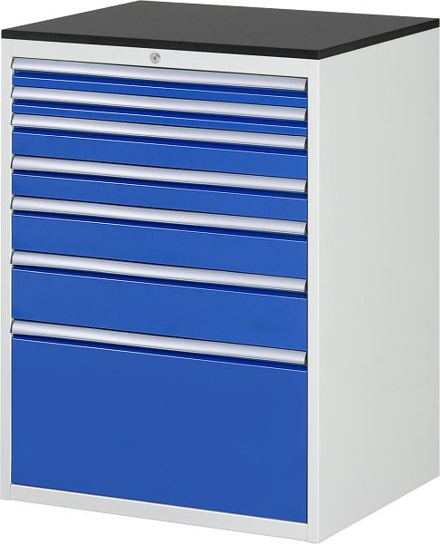 RAU Schubladenschrank Serie 7000, B770xT650xH1030mm, Schubladen: 2xH60, 2xH90, H120, H150, H360mm, Arbeitsplatte melaminharzbeschichtet, 03-XL7.9A-M.11