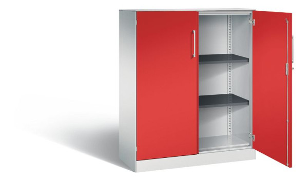 C+P Flügeltürenschrank Asisto, H1310xB1000xT435mm, Farbe: Lichtgrau / feuerrot, Bügelgriff, 3 OH, 141032-000 S10193
