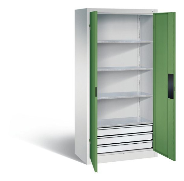 C+P Werkzeugschrank Acurado, H1950xB930xT500mm, Farbe: Lichtgrau / Resedagrün, Muldengriff, 8921-523 S10131