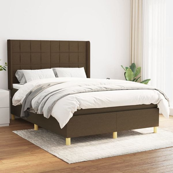 vidaXL Boxspringbett mit Matratze Dunkelbraun 140x190 cm Stoff, 3131988