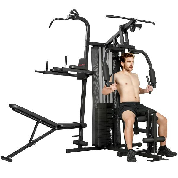 SPORTNOW Multifunktions-Trainingsstation, Heimfitness-Maschine für über 10 Übungen, Gewichte, A91-446V00BK