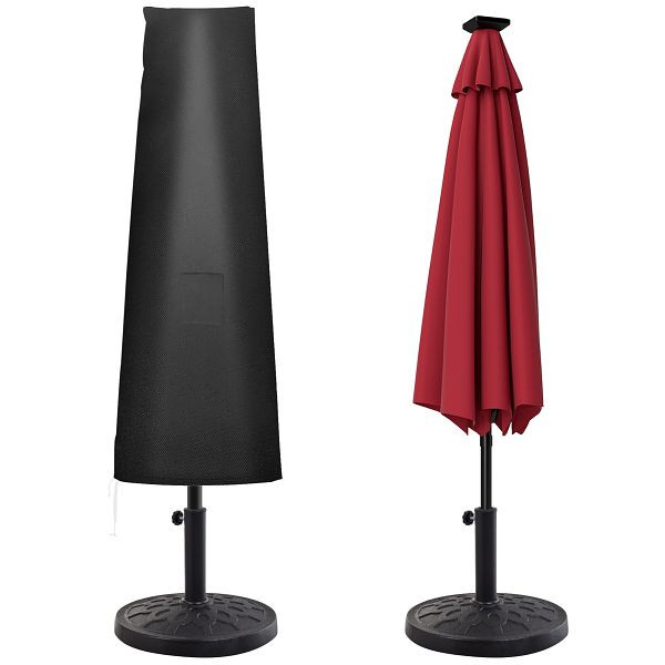 Outsunny Schutzhülle für Sonnenschirme, Abdeckung für Sonnenschirme, wetterbeständig, mit Seitentasche, Schwarz, 84C-098V00BK