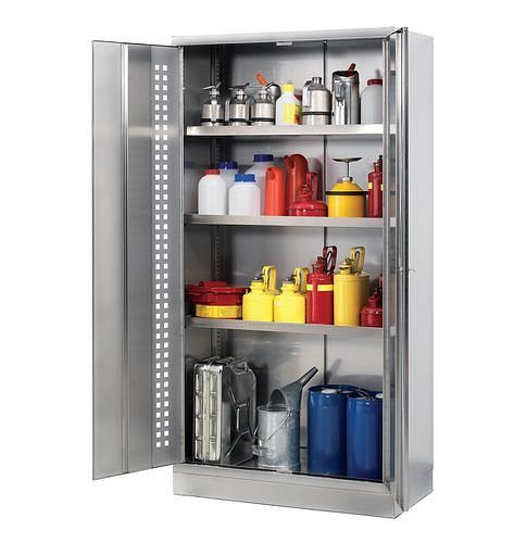 DENIOS Umweltschrank Inox W-103.4, Edelstahl, 3 Böden, 1 Bodenwanne, Tiefe 40 cm, 202132