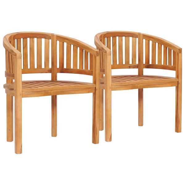 vidaXL Bananenstühle 2 Stück Massivholz Teak, 48019