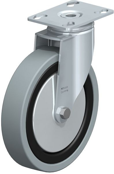 Blickle LKPA-VPA 150G-FA Apparate-Lenkrolle mit Anschraubplatte, Vollgummi, Grau, 309047