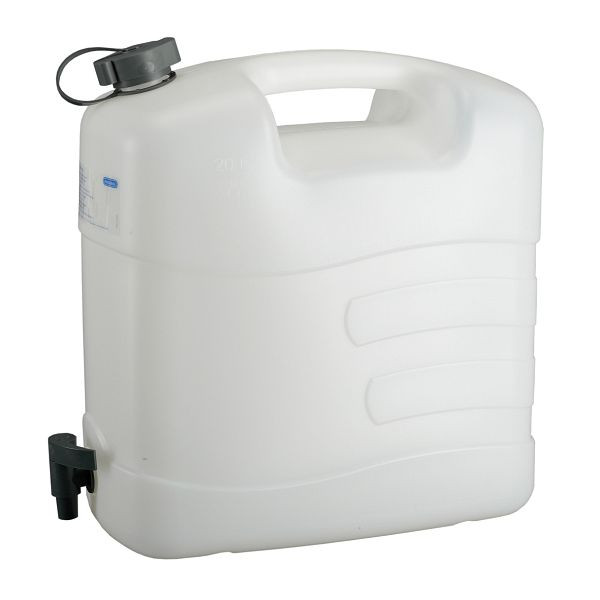 Rapid Robuster 20 Liter Kunststoffkanister aus HDPE, lebensmittelecht, nicht eichfähig, transparent, Ablasshahn, 24 215