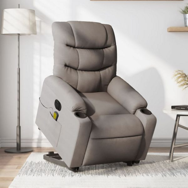 vidaXL Elektrischer Massagesessel mit Aufstehhilfe Taupe Stoff, 3206679