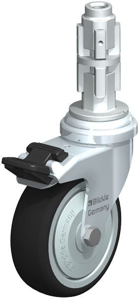 Blickle LRA-PATH 75K-FI-FK-E03 Apparate-Lenkrolle mit Expander & Feststeller, Thermoplastisches Polyurethan, Grau, 848635