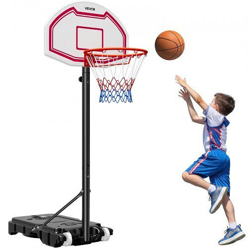 VEVOR tragbarer Basketballständer, 1,6-2,1 m höhenverstellbarer Korb, Nylonnetz & Rollen, Backboard-Set für Terrasse/Poolrand, KSLQJ28CZGMDEYF7G001V0