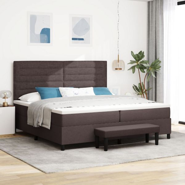 vidaXL Boxspringbett mit Matratze und Bank Dunkelbraun 200x200 cm Stoff, 3344019