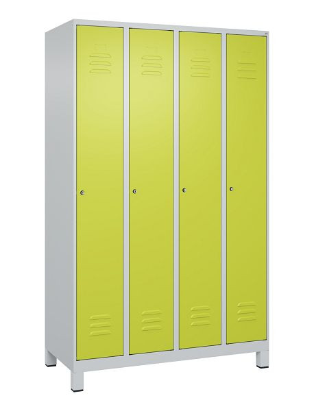 C+P Umkleidespind Classic PLUS mit Mitteltrennwand, Füße, 4 Abteile, 1950x1200x500mm, 7035/0024, Zylinderschlösser, 080010-40F S10025