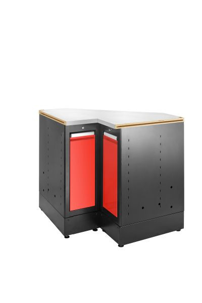 Facom JLS3 ECKUNTERSCHRANK MIT EDELSTAHL-ARBEITSPLATTE ROT, JLS3-MBSCSG