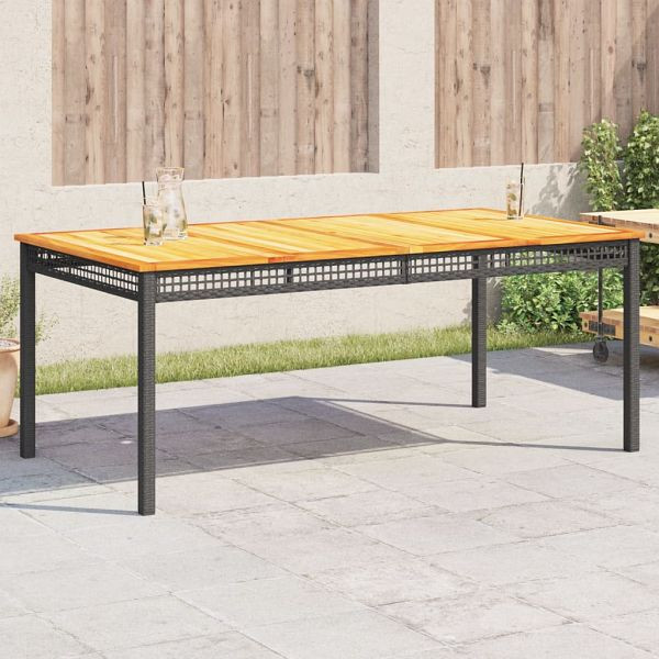 vidaXL Gartentisch Schwarz 180x90x75 cm Poly Rattan Akazienholz, 366279