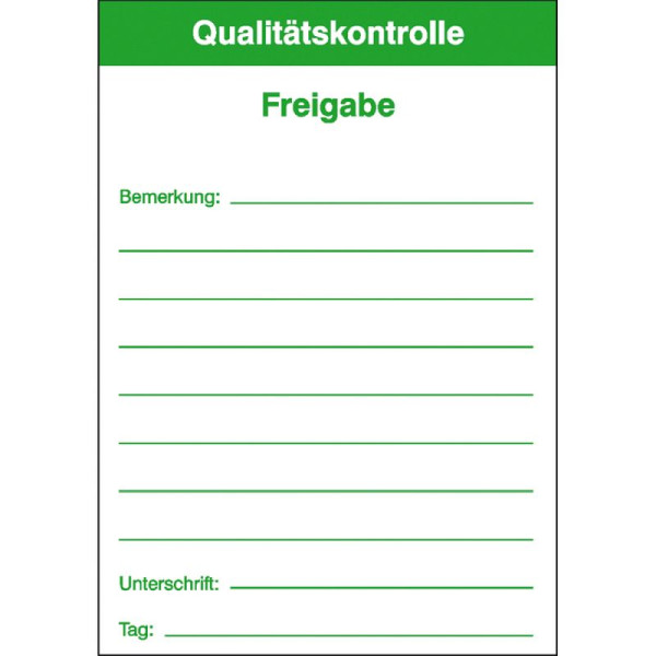 Stein HGS Qualitätskontrolletiketten, Freigabe / grün, VE: 50 Stück, 21.1016