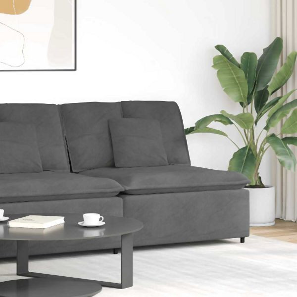 vidaXL Modulares Sofa Mittelmodul mit Kissen Dunkelgrau 100 cm, 4104438