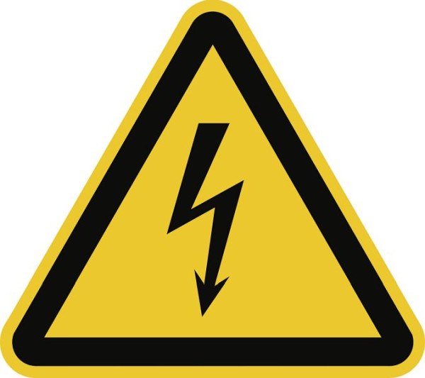 Moedel Warnung vor elektrischer Spannung ISO 7010, Folie, 30 mm Seitenlänge, VE: 6 Stück/Bogen, 58015