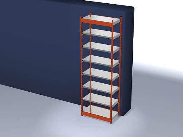 hofe Fachboden-Grundregal, 3000x500x1000 mm, 7 Fachebenen, verzinkt / RAL 2004, 200 kg Fachlast, 2000 kg Feldlast, einseitige Bedienung, ROG305010ME