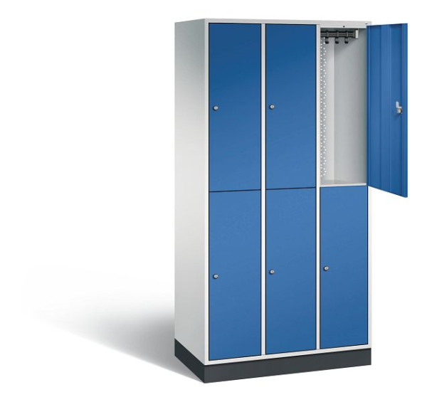 C+P Spind doppelstöckig Intro, H1950xB920xT490mm, Farbe: Lichtgrau / Enzianblau, 8270-301 S10018