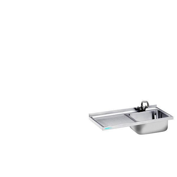 CHROMOnorm Spülenabdeckung mit 1 Becken, Tiefe 700mm Länge 1400mm, Becken rechts, ohne Beckenverkleidung, SA0714C1R00