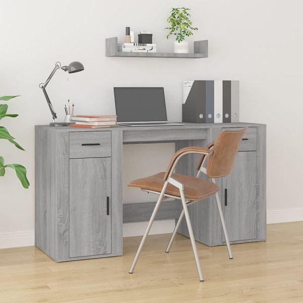 vidaXL Schreibtisch mit Stauraum Grau Sonoma Holzwerkstoff, 3185437