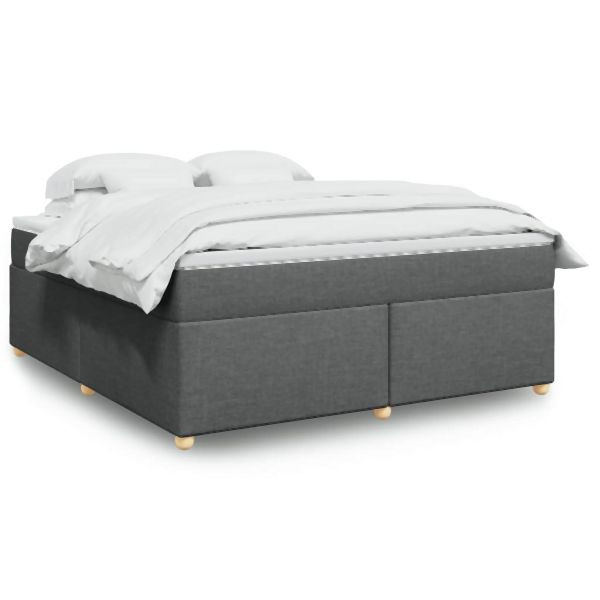 vidaXL Boxspringbett mit Matratze Dunkelgrau 180x200 cm Stoff, 3285395