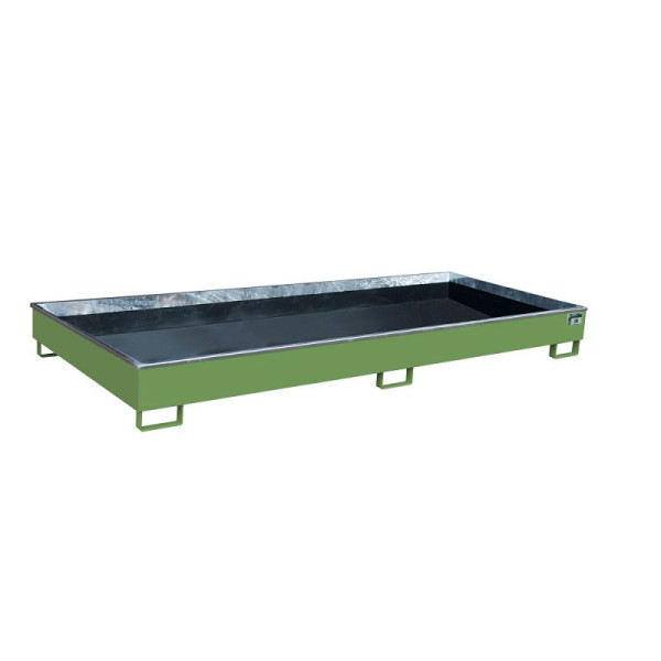 STEIN HGS Regalwanne mit PE-Einsatz RW PE, 570 Liter, RAL 6011 resedagrün, Gesamthöhe 270 mm, lackiert, ohne Gitterrost, 79216.0046