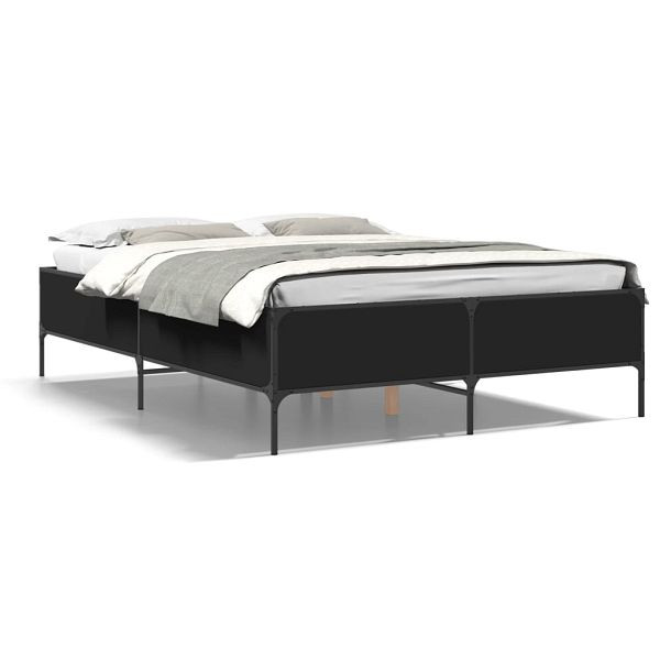 vidaXL Bettgestell Schwarz 160x200 cm Holzwerkstoff und Metall, 3279787