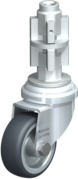 Blickle LRA-TPA 50G-E04 Apparate-Lenkrolle mit Expander, Thermoplastisches Gummi-Elastomer, Grau, 603522