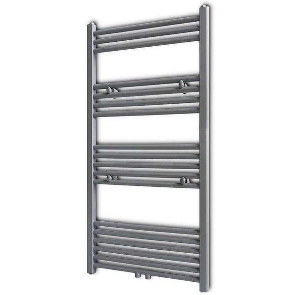 vidaXL Handtuchheizkörper Warmwasser Gerade Grau 600x1160 mm, 141892