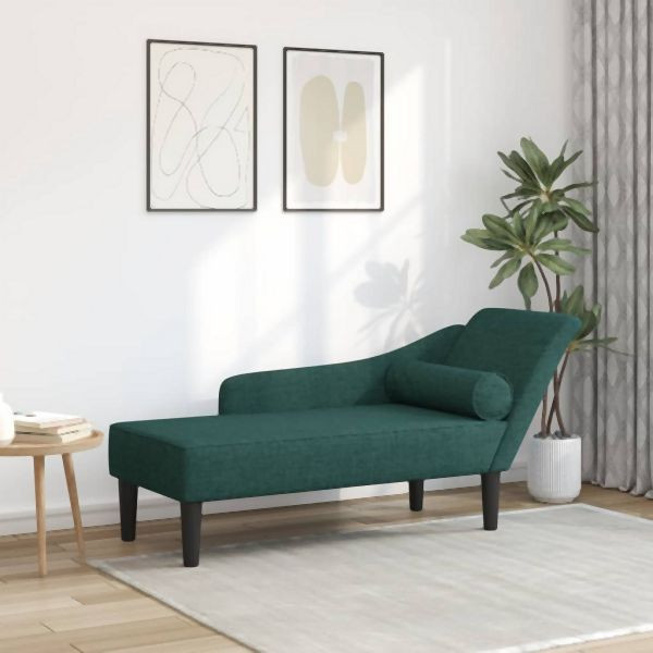 vidaXL Chaiselongue mit Kissen Dunkelgrün Stoff, 4007600