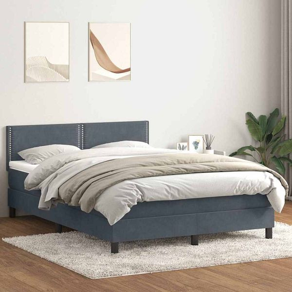 vidaXL Boxspringbett mit Matratze Dunkelgrau 160x210 cm Samt, 3316120
