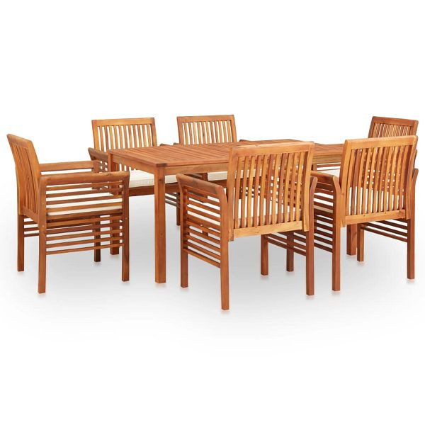vidaXL 7-teilig Garten-Essgruppe mit Auflagen Massivholz Akazie, 278898