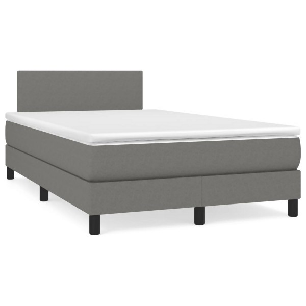 vidaXL Boxspringbett mit Matratze & LED Dunkelgrau 120x190 cm Stoff, 3270026