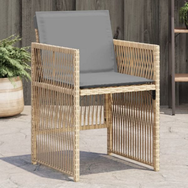 vidaXL Gartenstühle mit Kissen 4 Stk. Beigemischung Poly Rattan, 364972