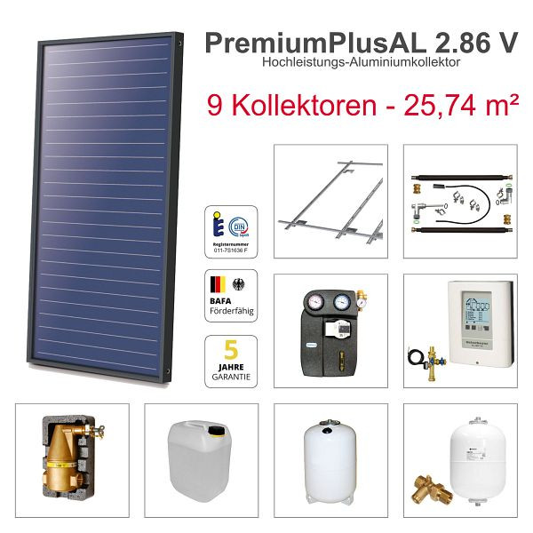 Solarbayer PlusAL Solarpaket 9 - Ziegel, Gesamtfläche Brutto: 25,74 m² vertikal, 410809000
