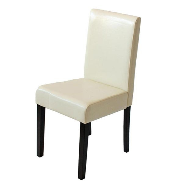 Mendler Esszimmerstuhl Littau, Küchenstuhl Stuhl, Kunstleder, creme, dunkle Beine, 74365