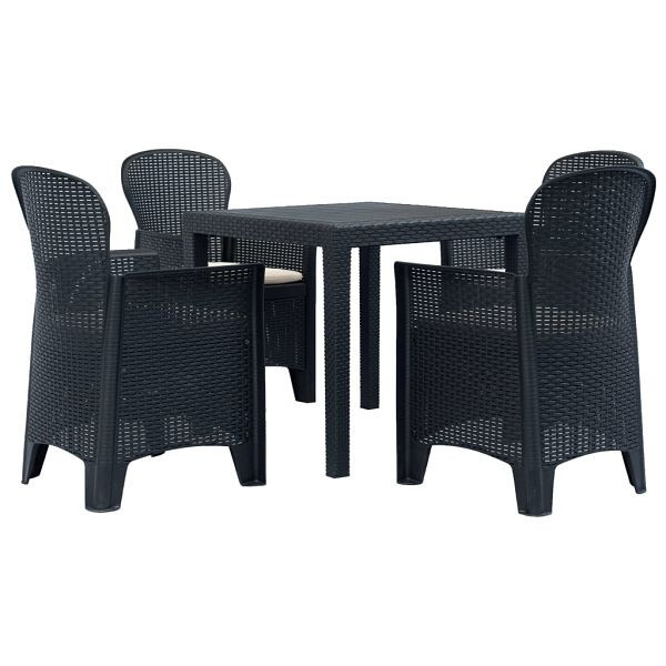 vidaXL 5-teilig Garten-Essgruppe Kunststoff Anthrazit Rattan-Optik, 276114