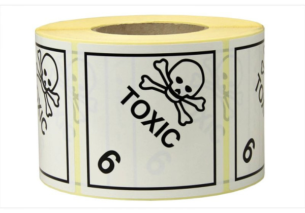TransPak Gefahrgut-Etiketten 100 x 100 mm, aus Papier - Toxic, Klasse 6.1, 299611