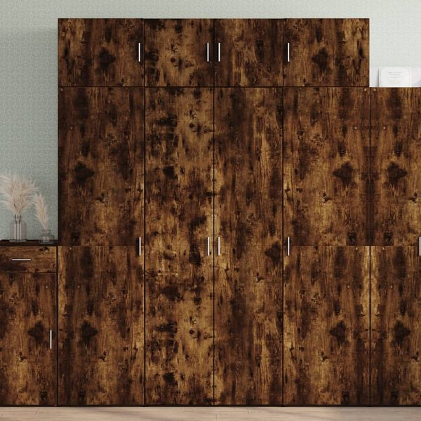 vidaXL Highboard Räuchereiche 80x42,5x185 cm Holzwerkstoff, 3281438