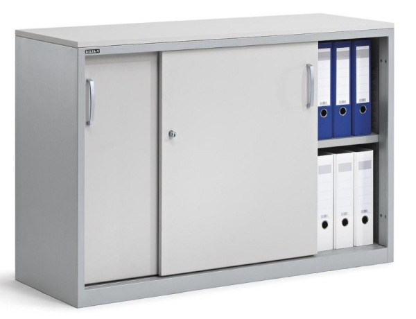 Deskin Schiebetürenschrank CONCEPT LINE, Dekor lichtgrau, Korpus Metall Alusilber, B 1200 x H 800 x T 420 mm, 270266