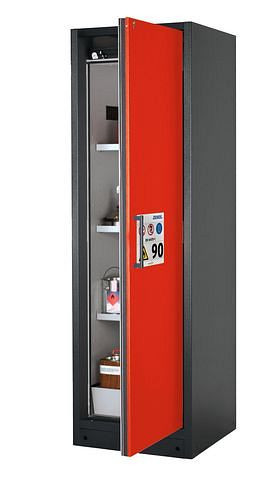 asecos Feuerbeständiger Gefahrstoffschrank Select W-63R-O "one touch", 3 Einlegeböden, Tür rot, 201465