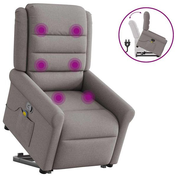 vidaXL Massagesessel mit Aufstehhilfe Taupe Stoff, 3303331