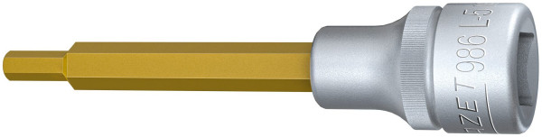 Hazet Schraubendreher-Steckschlüsseleinsatz, Vierkant hohl 12,5 mm, Innen-Sechskant Profil, 5 mm, Lange Ausführung Mit Rändelung, 986L-5