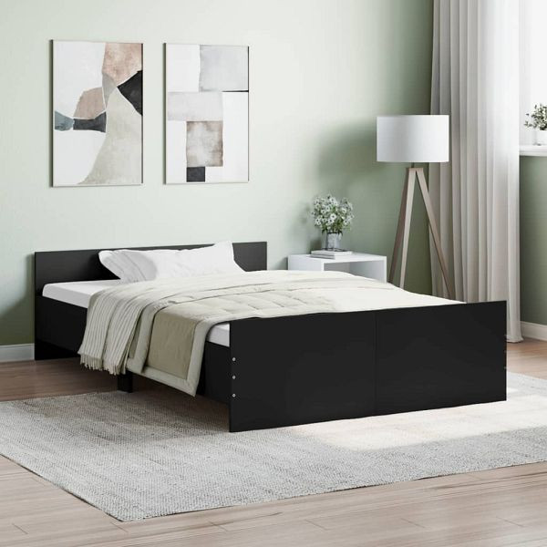 vidaXL Bettgestell mit Kopf- und Fußteil Schwarz 120x200 cm, 3203741
