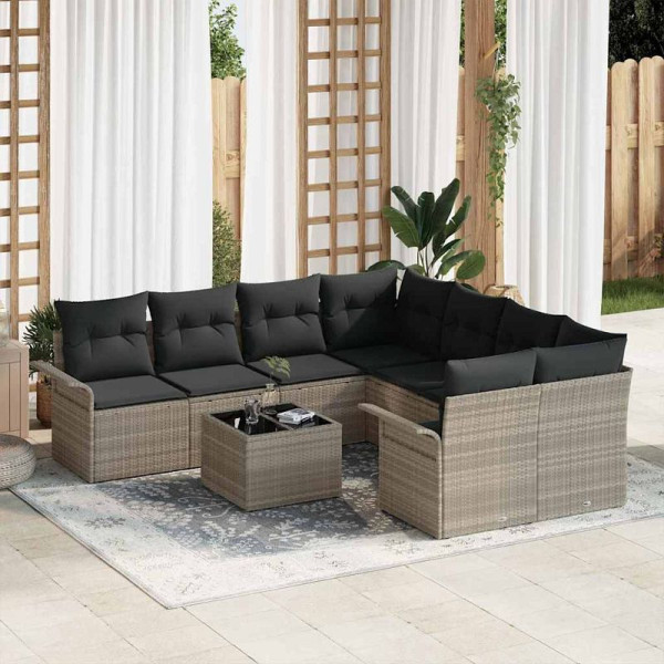 vidaXL Garten-Sofa-Set, 9er Set, Hellgrau und Dunkelgrau 55 x 55 x 37 cm, 3353971
