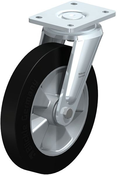 Blickle LO-ALEV 250K Stahlgeschweißte Schwerlast-Lenkrolle, Elastik-Vollgummi, Schwarz, 562207