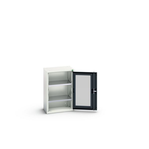 bott verso Flügeltürschrank mit Sichtfenster, mit 2 Fachböden, BxTxH: 525 x 350 x 800 mm, Lichtgrau / Anthrazitgrau, 16926070.19