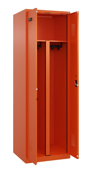 C+P PSA Schwarz-Weiß-Spind Evolo PLUS, 2 Abteile, 1850x600x500mm, 2004/2004, Zylinderschloss, 049002-20P S10050
