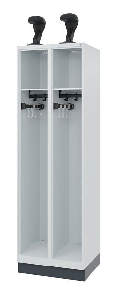 C+P Feuerwehrspind Evolo, Modell EXPERT, 2 Abteile, H1850B600T500 mm, Lichtgrau, Sockel, 0491015-20 S10034