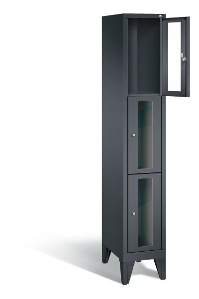 C+P Schließfachschrank Classic, H1850xB320xT500mm, Farbe: Schwarzgrau, 8010A103 S10014